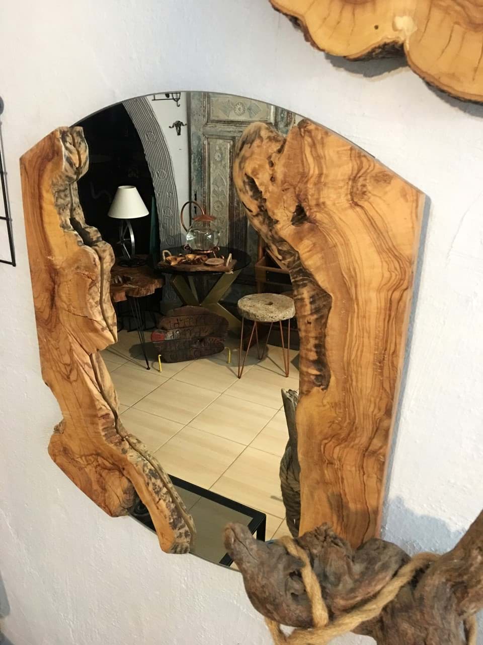 Zeytin Kütük Ayna Oval Kenar resmi