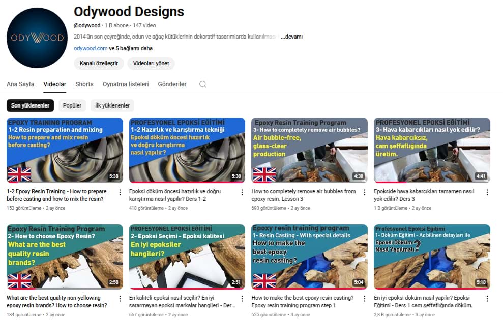 Ücretsiz epoksi eğitimleri şimdi Odywood Youtube Kanalımızda!